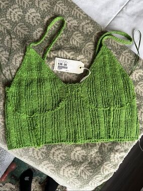 Green Knit Bralette Crop Top